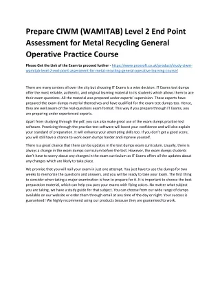 prepare ciwm wamitab level 2 end point assessment