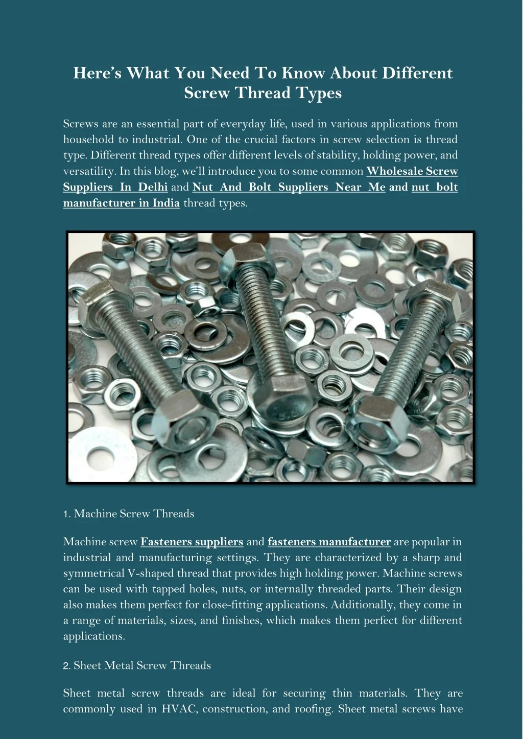 PPT - Heres what you need to know about different screw thread types ...