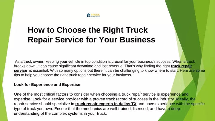 how to choose the right truck repair service