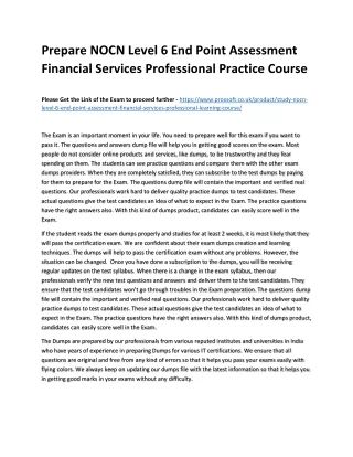 prepare nocn level 6 end point assessment