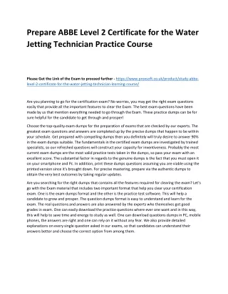 prepare abbe level 2 certificate for the water