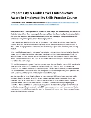prepare city guilds level 1 introductory award