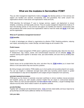 what are the modules in servicenow itom