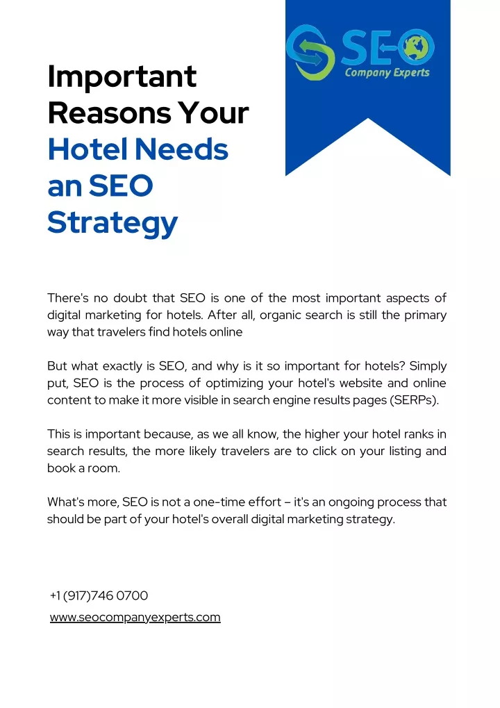 important reasons your hotel needs an seo strategy