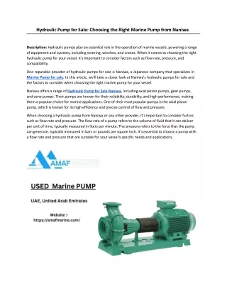 Hydraulic Pump for Sale_ Choosing the Right Marine Pump from Naniwa.docx