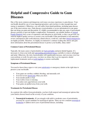 Helpful and Compressive Guide to Gum Diseases