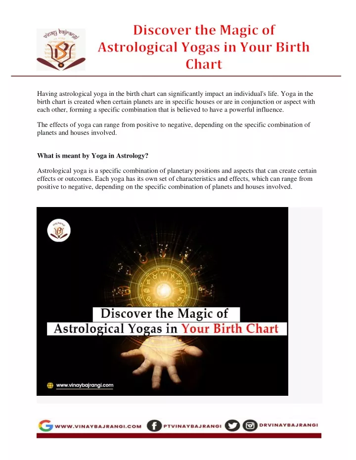 having astrological yoga in the birth chart