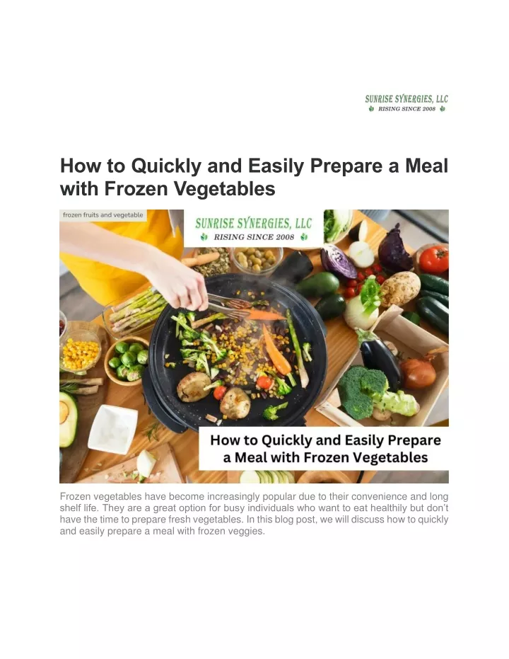 how to quickly and easily prepare a meal with