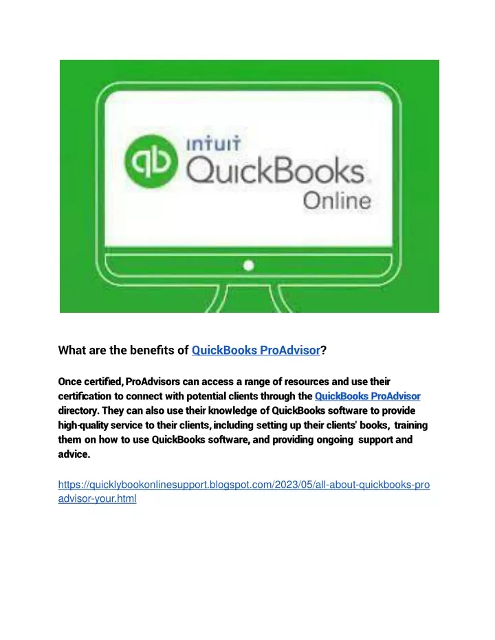 what are the bene ts of quickbooks proadvisor