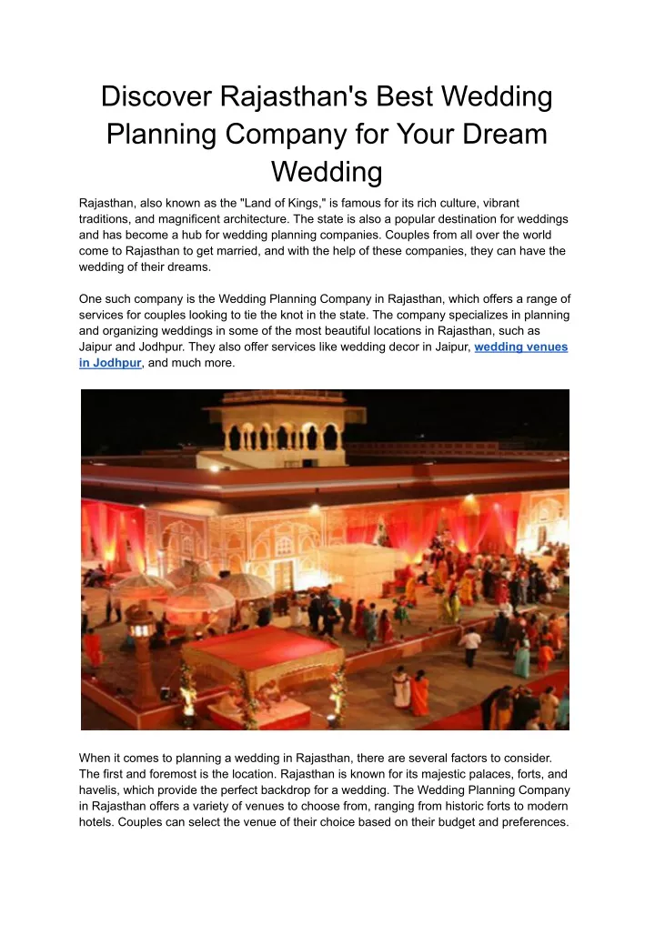 discover rajasthan s best wedding planning