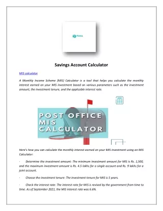 Savings Account Calculator Online | Fintra