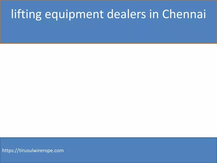 lifting equipment dealers in chennai