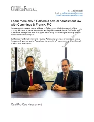 Learn more about California sexual harassment law with Cummings & Franck, P.C. (1)