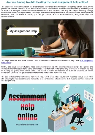 Are you having trouble locating the best assignment help online?