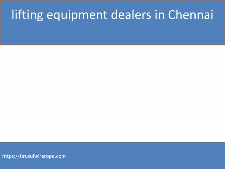 lifting equipment dealers in chennai