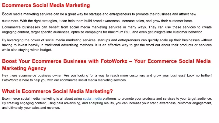 ecommerce social media marketing