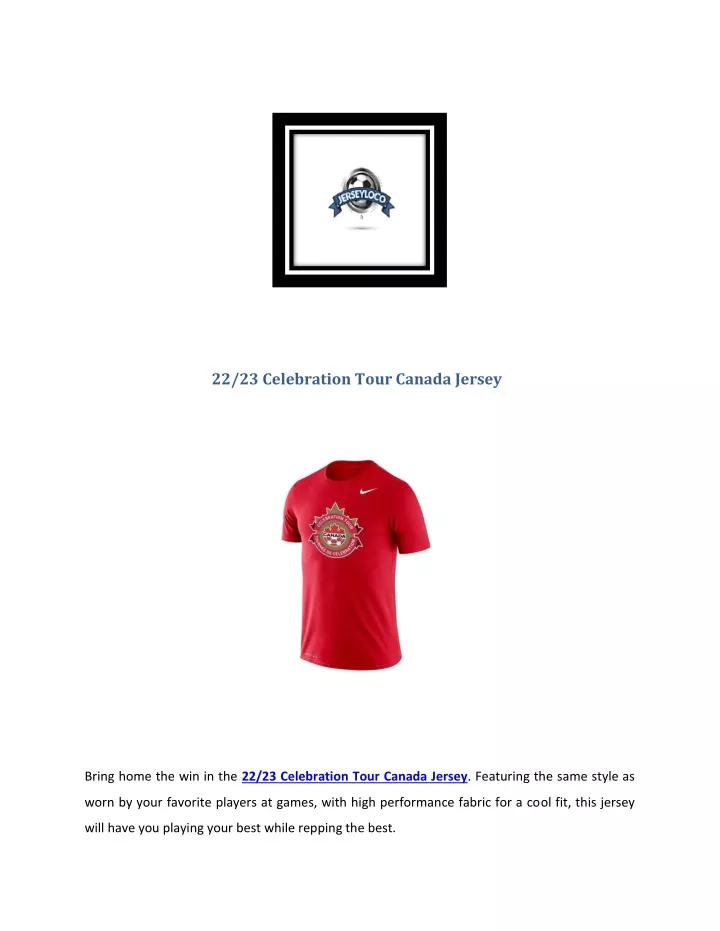 22 23 celebration tour canada jersey