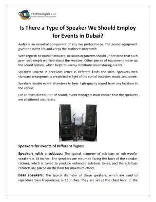 is there a type of speaker we should employ