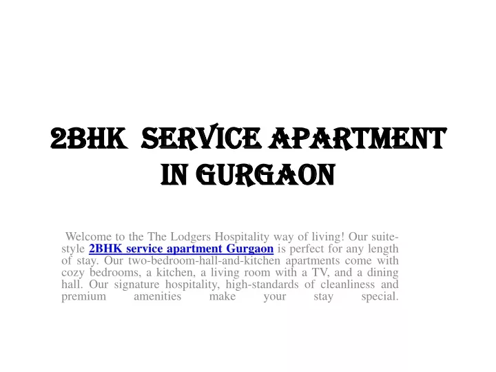 2bhk service apartment in gurgaon