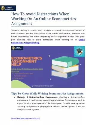 How To Avoid Distractions When Working On An Online Econometrics Assignment