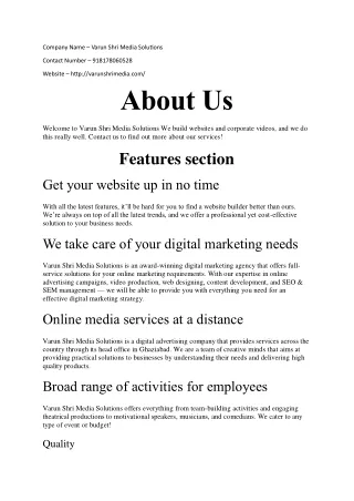 company name varun shri media solutions