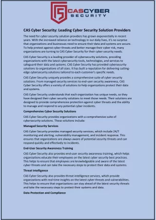 cas cyber security leading cyber security