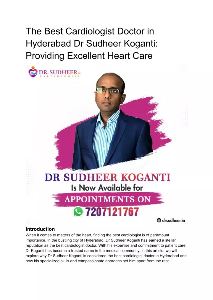 the best cardiologist doctor in hyderabad