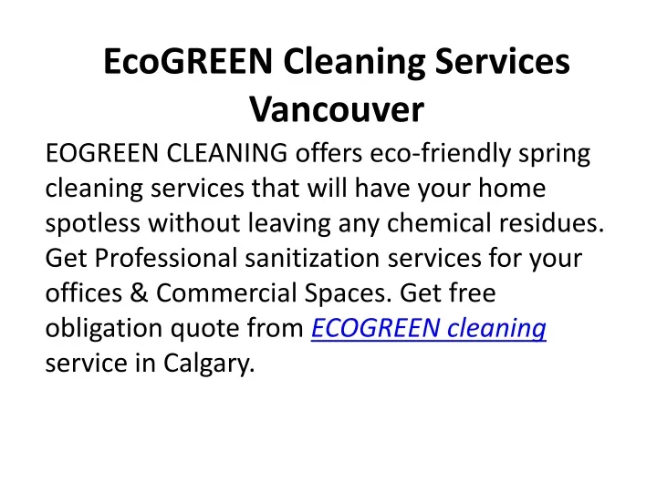 ecogreen cleaning services vancouver eogreen