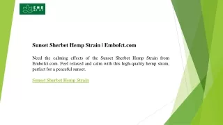 Sunset Sherbet Hemp Strain  Embofct.com
