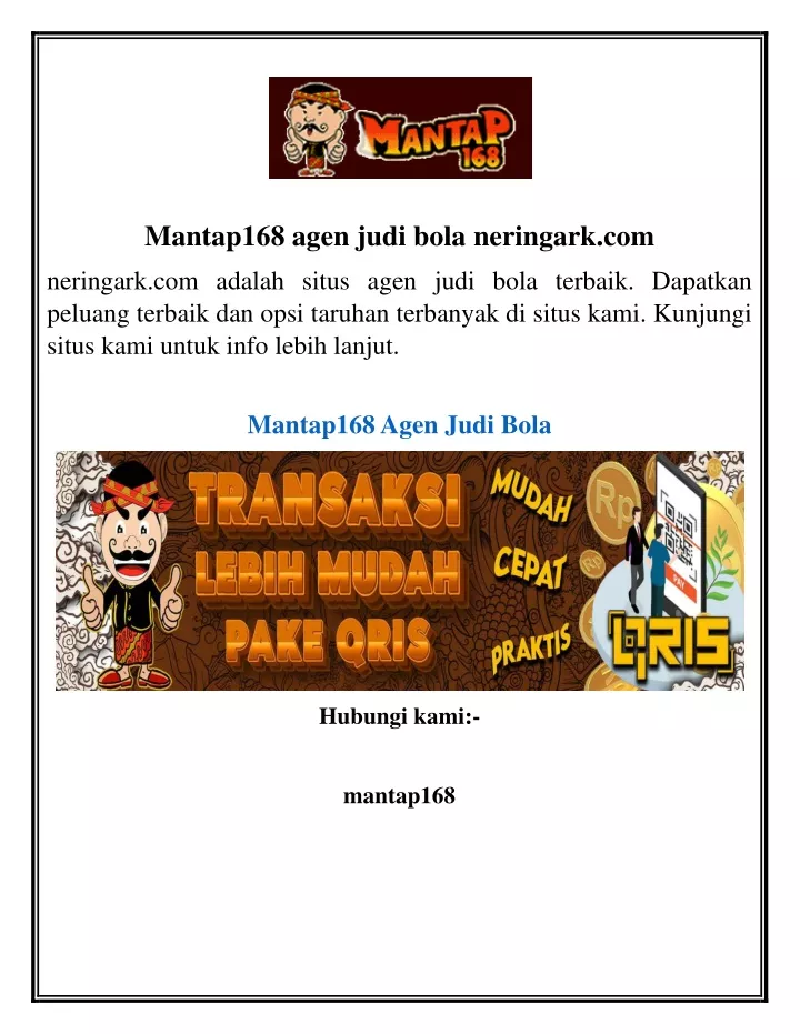 mantap168 agen judi bola neringark com