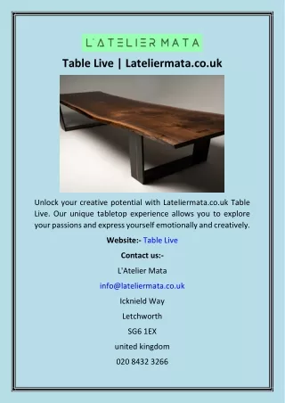 Table Live  Lateliermata.co.uk