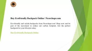 Buy Ecofriendly Backpack Online  Ncorchopr.com