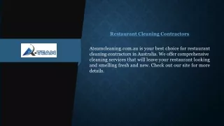 Restaurant Cleaning Contractors  Ateamcleaning