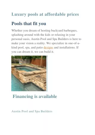 Luxury pools at affordable prices