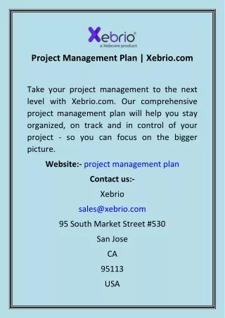 Project Management Plan  Xebrio