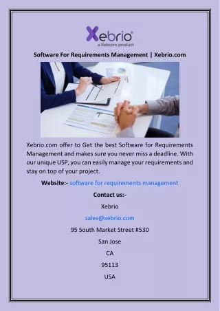 Software For Requirements Management  Xebrio
