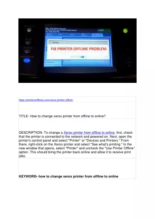 https printersofflines com xerox printer offline
