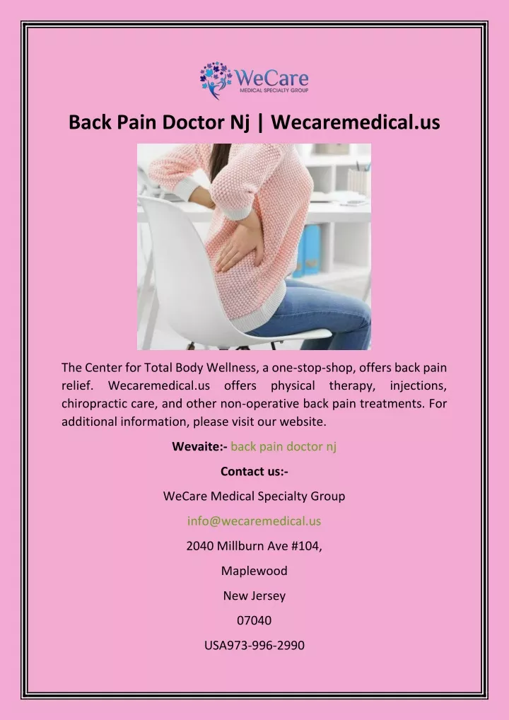 back pain doctor nj wecaremedical us