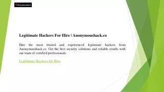 Legitimate Hackers For Hire  Anonymoushack.co
