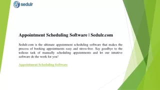 Appointment Scheduling Software  Sedulr.com