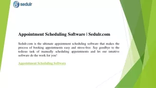 appointment scheduling software sedulr com sedulr