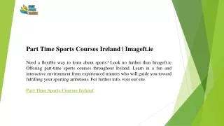 Part Time Sports Courses Ireland  Imageft.ie
