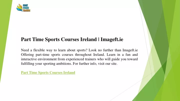 part time sports courses ireland imageft ie need