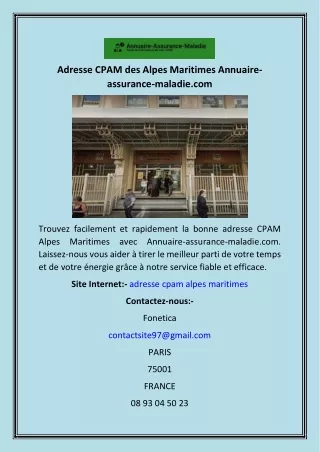 Adresse CPAM des Alpes Maritimes Annuaire-assurance-maladie