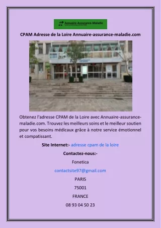 CPAM Adresse de la Loire Annuaire-assurance-maladie