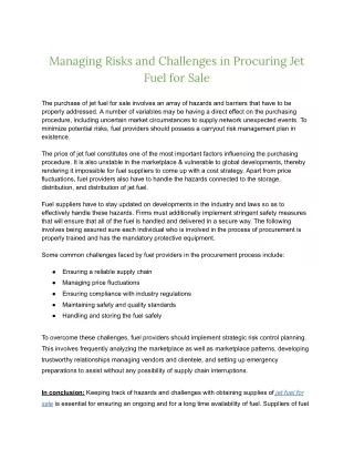 Managing Risks and Challenges in Procuring Jet Fuel for Sale(Tribute aviation PDF)2may2023