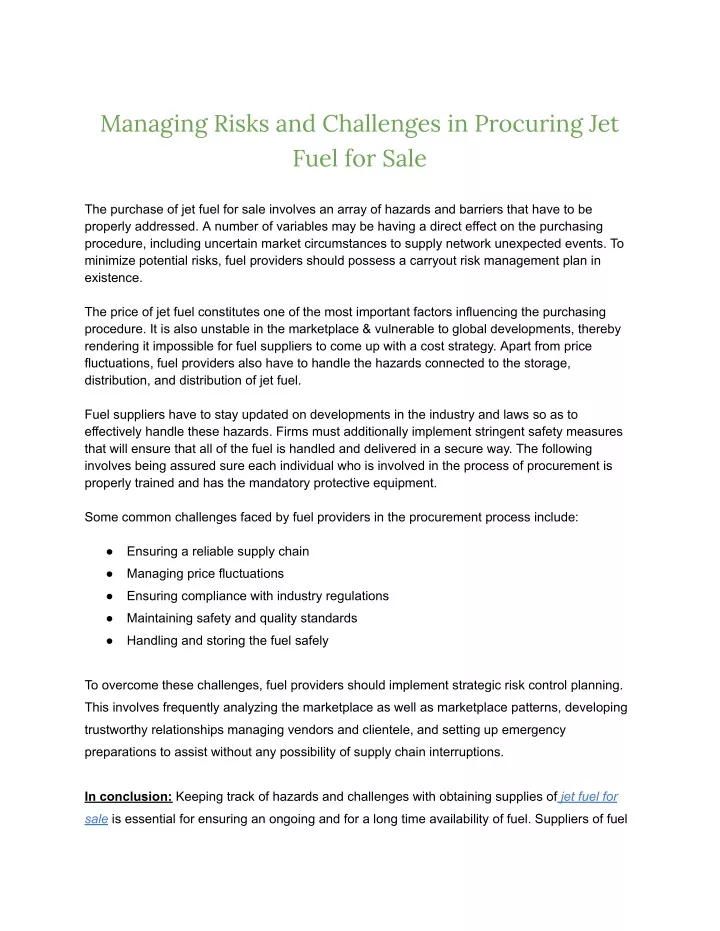 managing risks and challenges in procuring