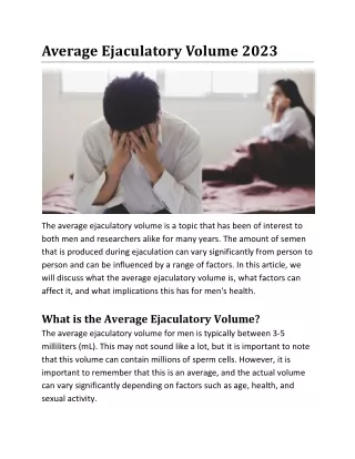 Average Ejaculatory Volume 2023