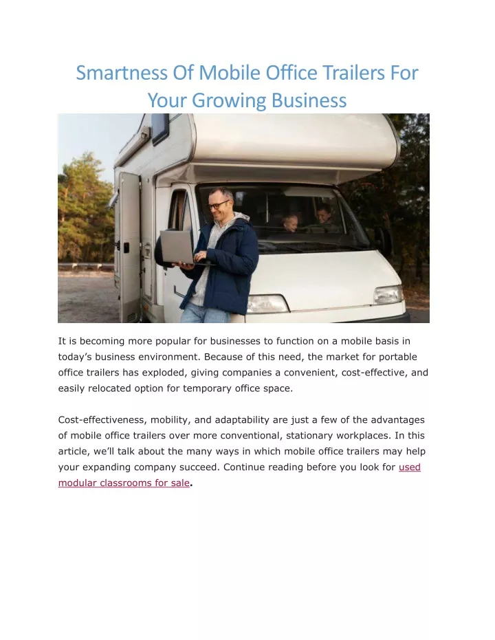 smartness of mobile office trailers for your