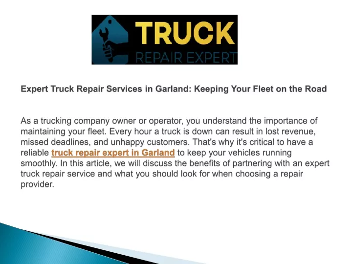 expert truck repair services in garland keeping